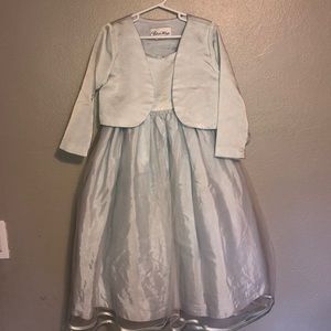 Girls 2 Piece Light Blue Dress with Sweater